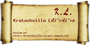 Kratochvilla Lóránt névjegykártya