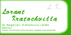 lorant kratochvilla business card